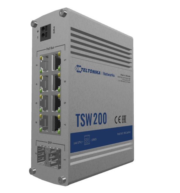 Teltonika TSW200 Industrial Unmanaged PoE+ Switch (without DIN rail bracket)_3