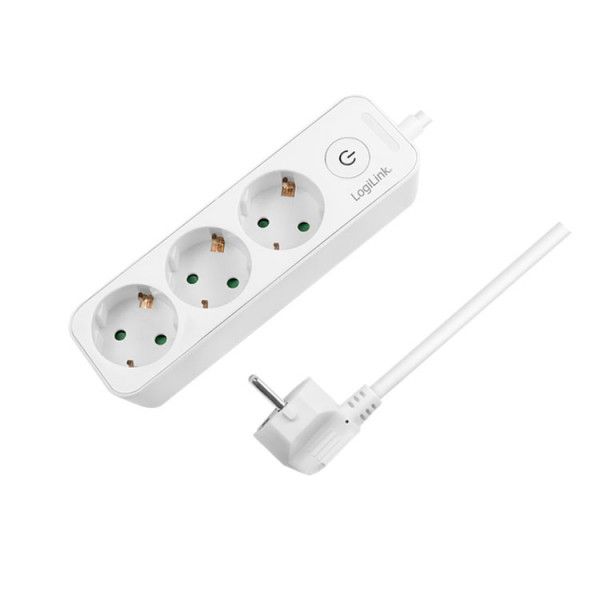 PRELUNGITOR LOGILINK, Schuko x 3, cablu 3G 1.5mm2, 230 V/16 A, 50 Hz, max. 3600 W, buton intrerupator iluminat, IP20, 1.5m, alb  LPS244  (include TV 0.80lei)