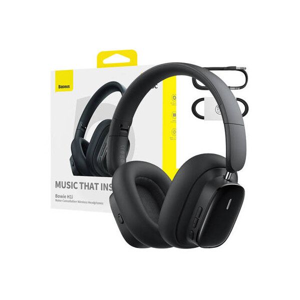 CASTI Baseus Bowie H1i, pt smartphone, wireless, bluetooth 5.3, microfon pe casca, noise cancelation, Hi-Res Sound, 100 ore viata baterie, negru 