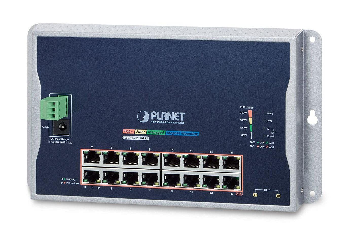 PLANET WGS-4215-16P2S switch-uri Gestionate L2 Gigabit Ethernet (10/100/1000) Power over Ethernet (PoE) Suport Negru_1