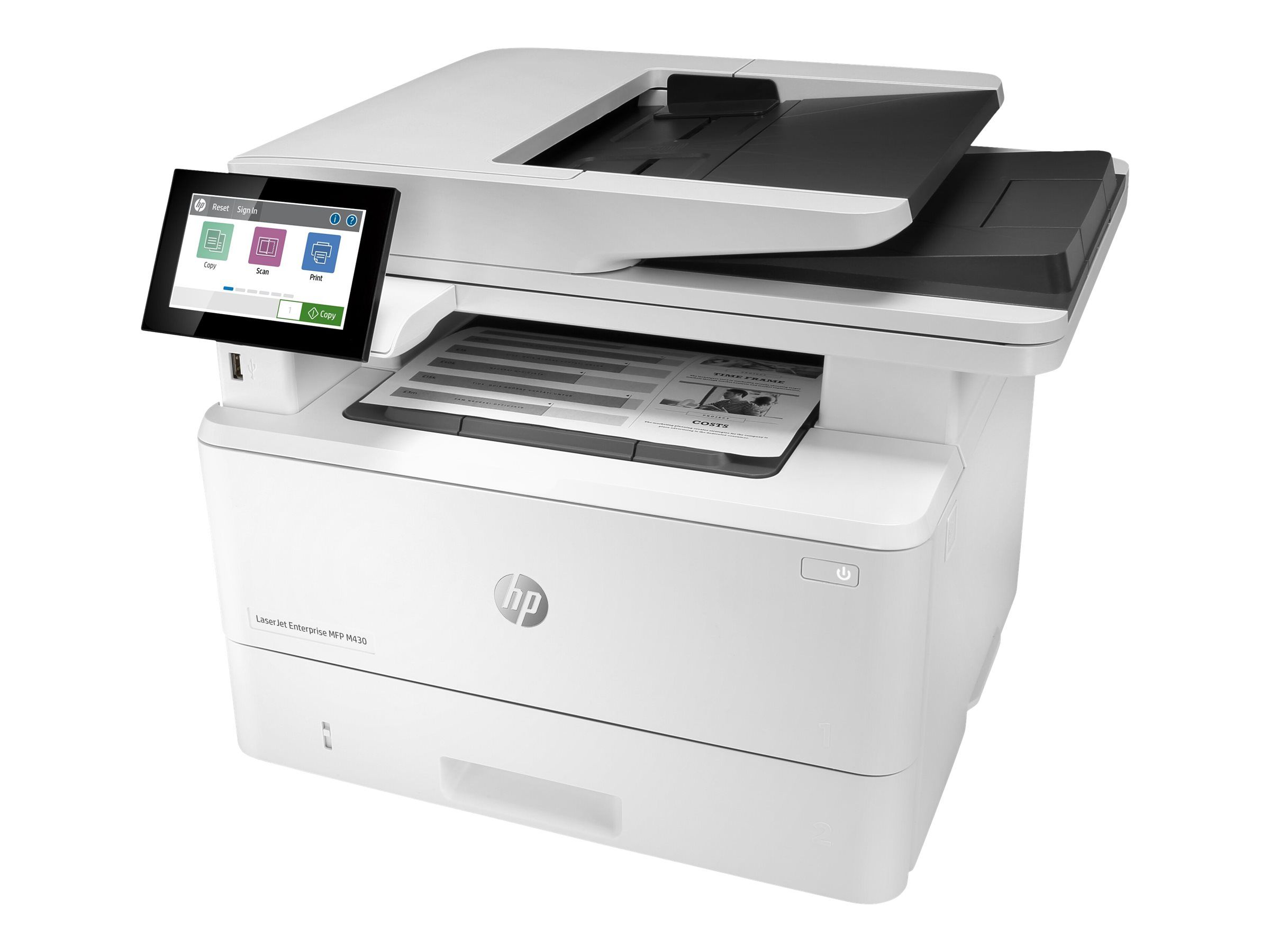 HP LaserJet Enterprise MFP M430f, Alb-negru, Imprimanta pentru Afaceri, Imprimare,copiere,scanare,fax, Alimentator ADF de 50 de coli; imprimare faţă-verso; scan_1