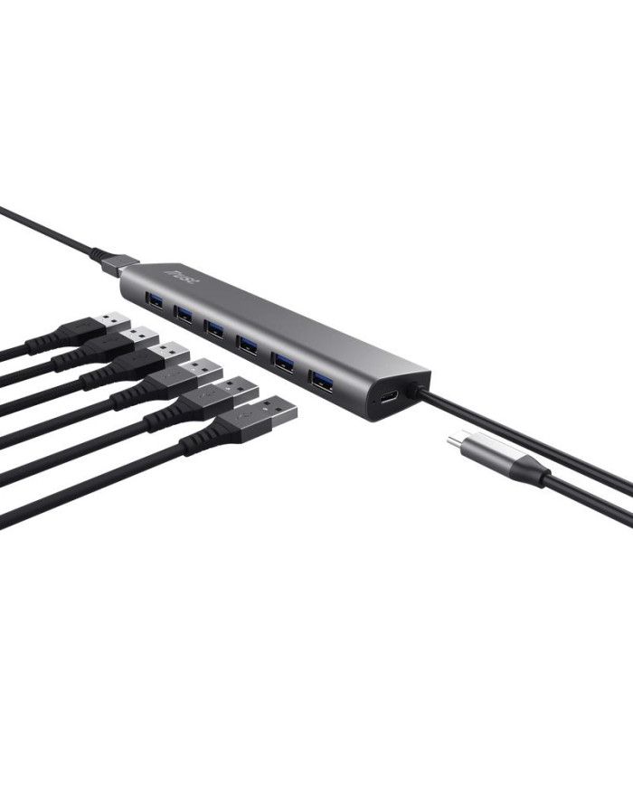 Hub Trust Halyx , 7 porturi USB 3.2 Gen 1, material aluminiu, input USB- C, output USB-A 7, gri_3