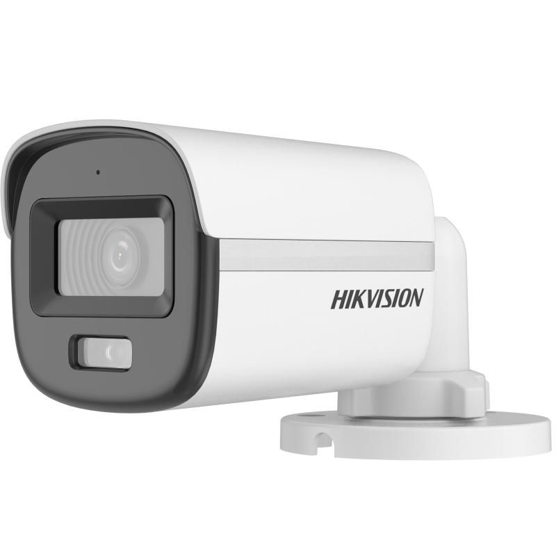 Camera de supraveghere Bullet 2MP Hikvision DS-2CE10DF0T-LFS(2.8MM), lentila fixa 2.8mm, iluminare: 0.001 Lux @ (F1.0, AGC ON), 0 Lux cu lumina alba, IR 20m, lumina alba 20m, iesire TVI/AHD/CVI/CVBS, microfon incorporat, alimentare: 12 VDC ± 25%, max. 2.9 W, protectie: IP67, dimensiuni: 161.1 mm ×_1