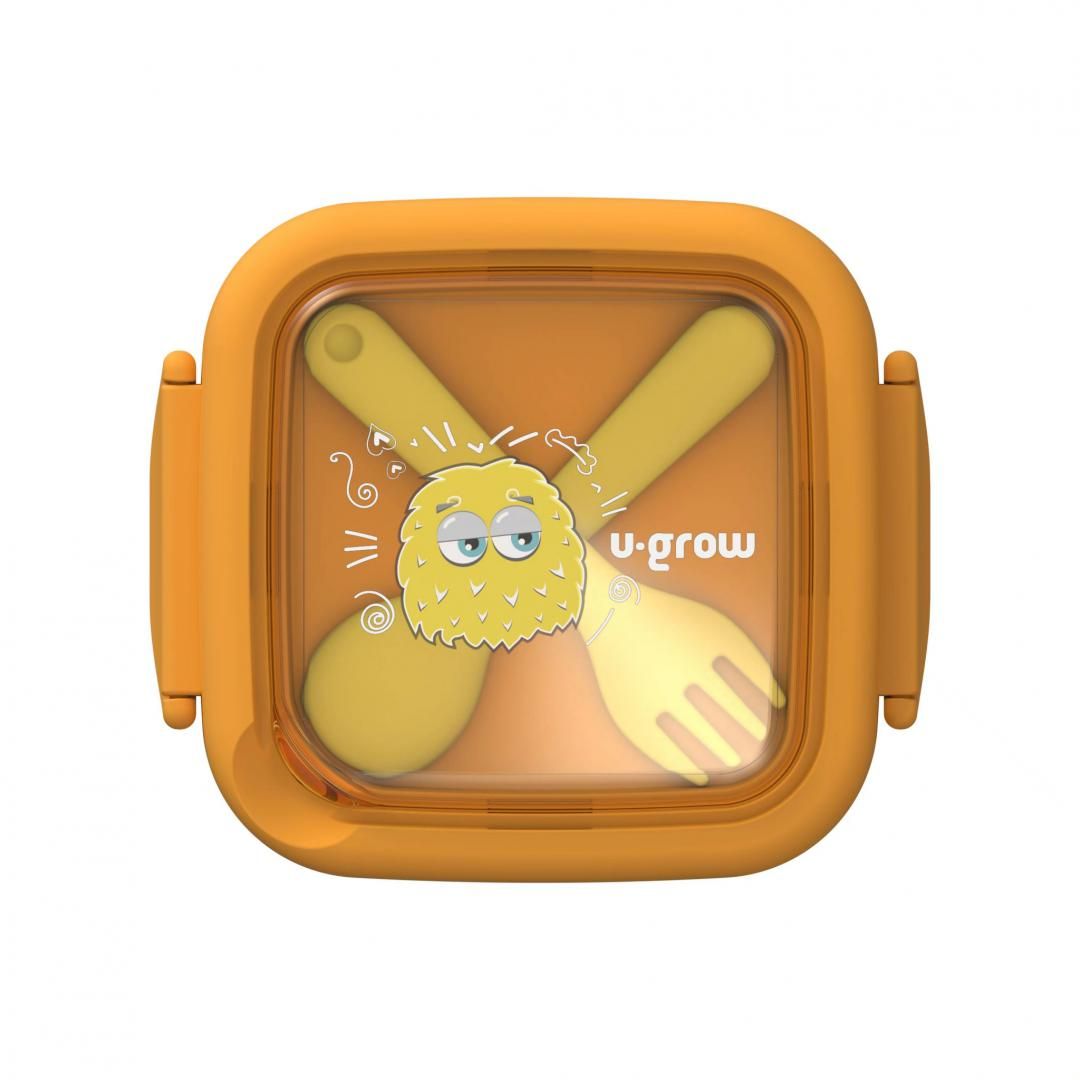 Caserola 2in 1 cu lingurita si furculita, galbena ,U-Grow_2