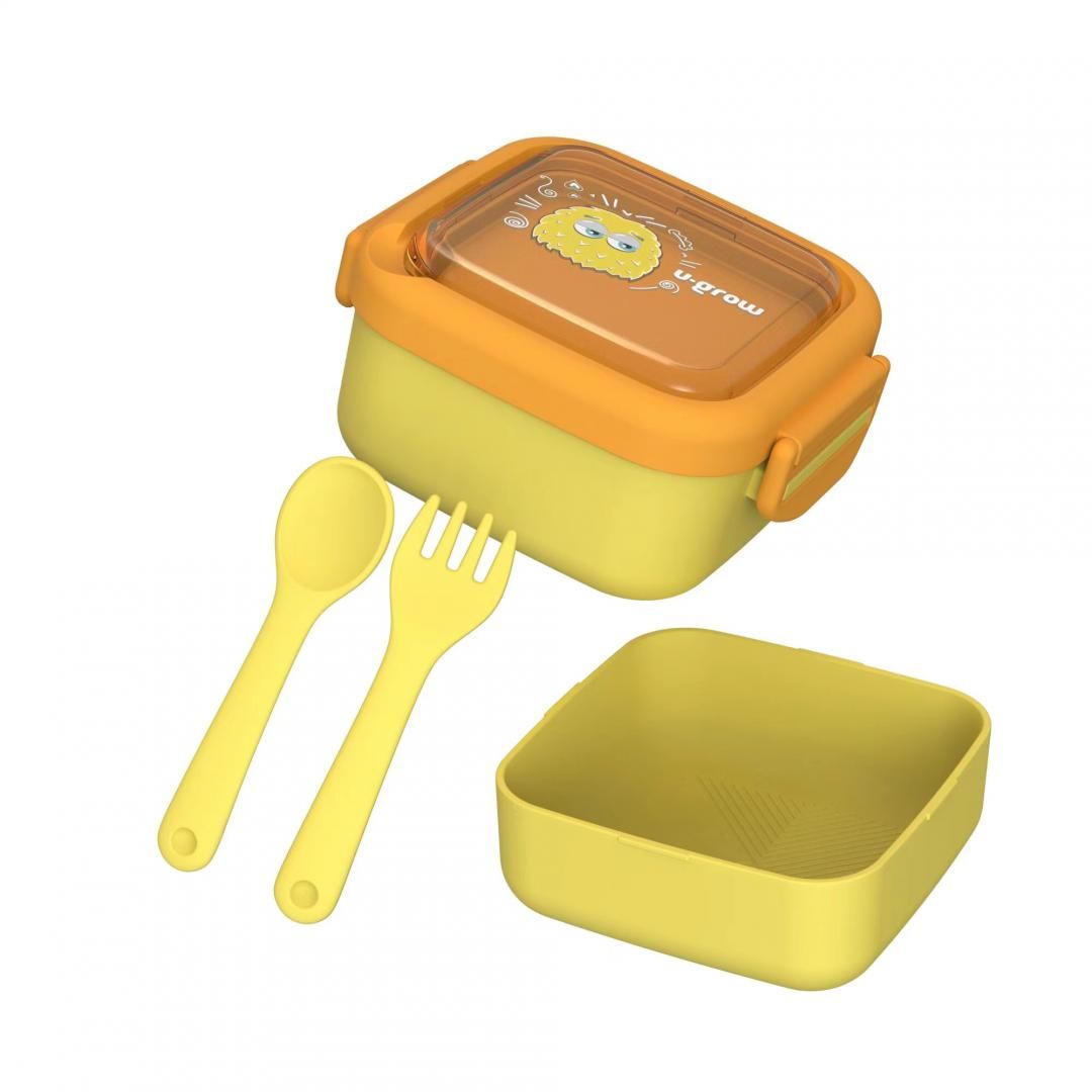 Caserola 2in 1 cu lingurita si furculita, galbena ,U-Grow_3