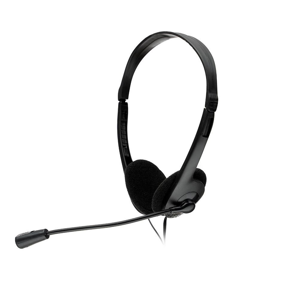 CASTI Spacer, cu fir, standard, utilizare multimedia, call center, microfon pe brat, conectare prin adaptor USB 2.0 sau Jack 3.5 mm x 2, negru, 