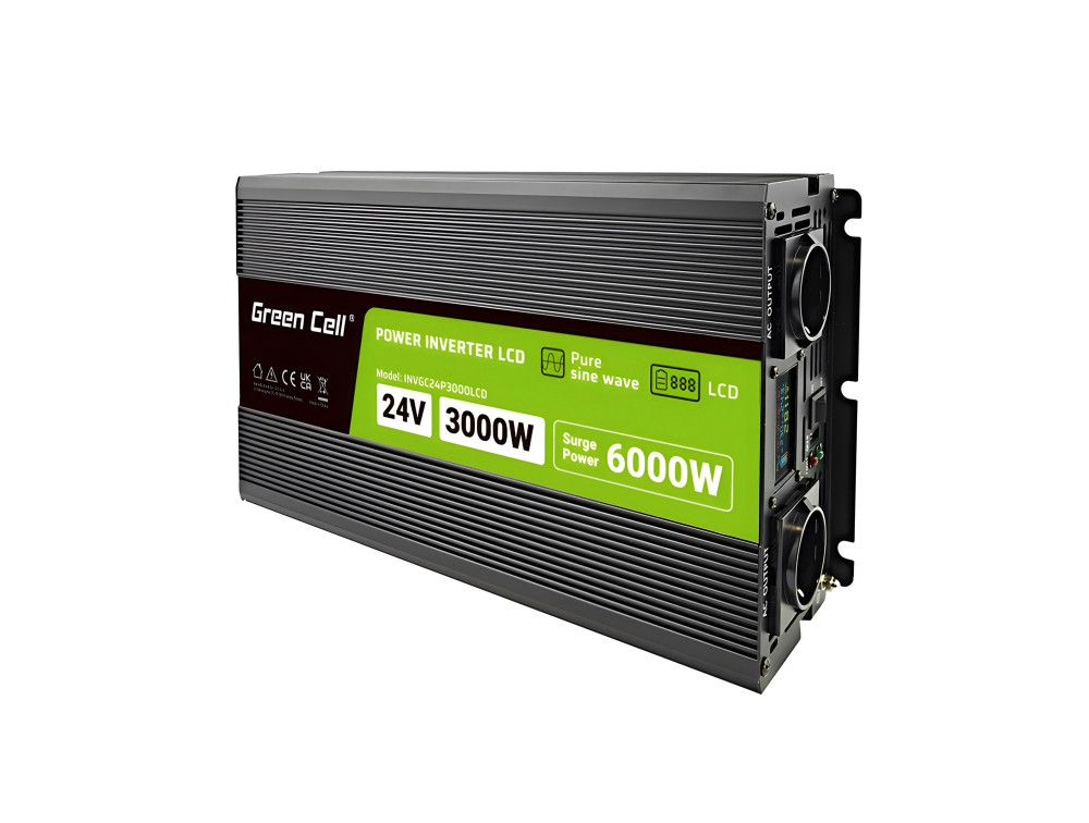 Green Cell PowerInverter LCD 24 V 3000W/60000W vehicle inverter with display - pure sine wave_1