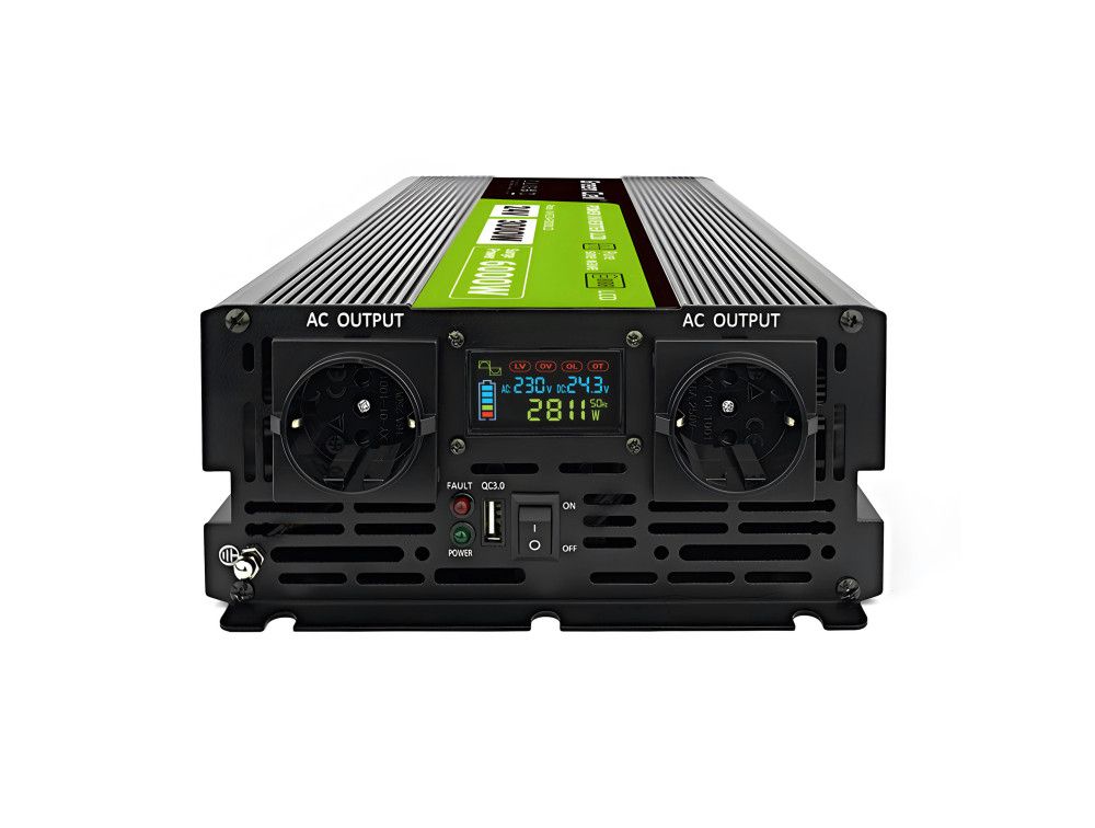 Green Cell PowerInverter LCD 24 V 3000W/60000W vehicle inverter with display - pure sine wave_2