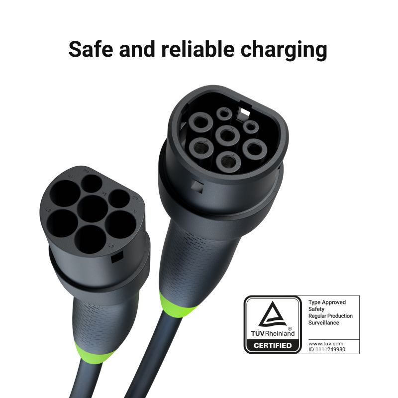 Green Cell Snap Type 2 EV Charging Cable 11 kW 7 m for Tesla Model 3 S X Y, VW ID.3, ID.4, Kia EV6, Hyundai IONIQ 5, Ford Mach-E_3