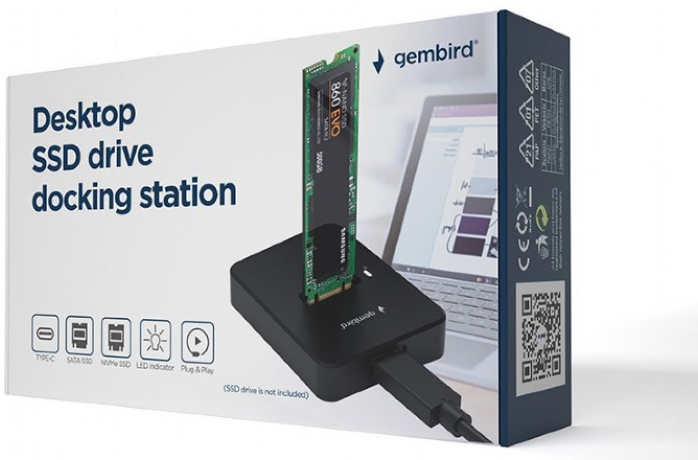 GEMBIRD Desktop USB Type-C M.2 SATA NVME SSD drive docking station black_2