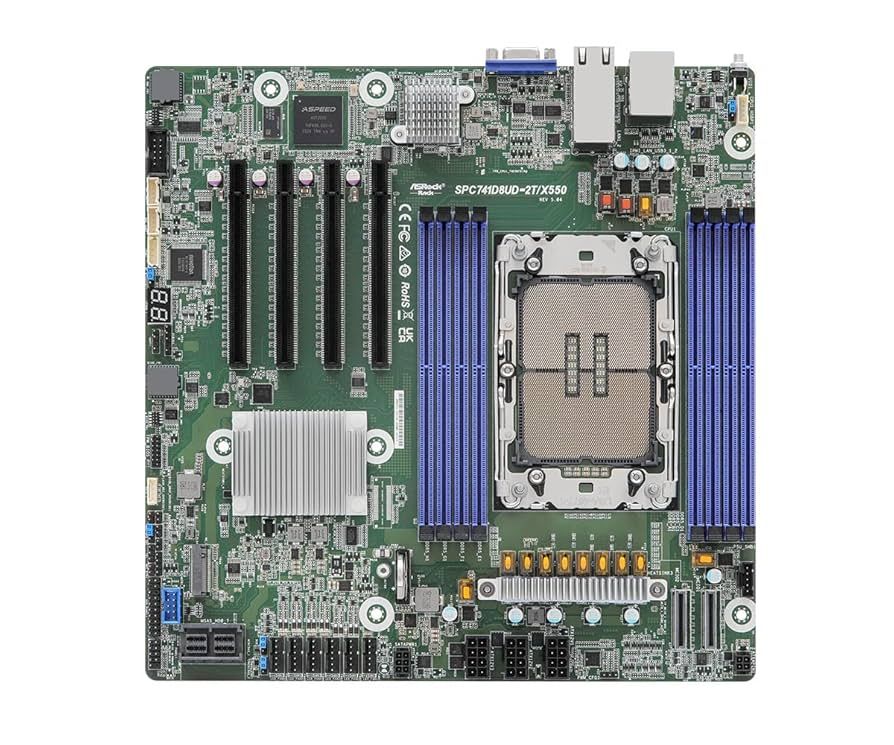 ASRock Server motherboard SPC741D8UD-2T/X550, 1xSKT LGA4677, 4Gen. Intel Xeon Scalable, C741, 8xDIMM, SATA, 1xM.2, 2x10GbE, IPMI_1