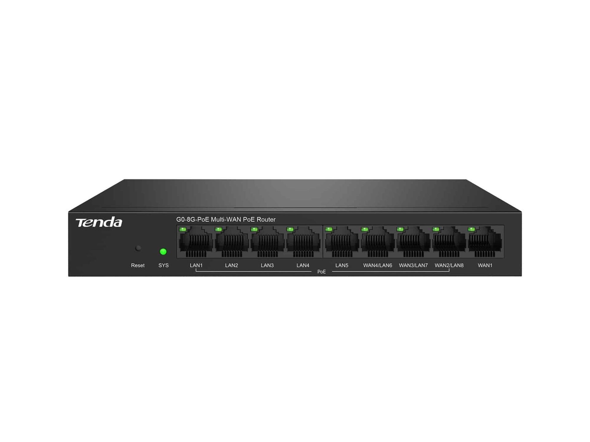 ROUTER Tenda 9 porturi Gigabit Ethernet, din care 8 porturi PoE+ IEEE 802.3at/af,  G0-8G-POE  (timbru verde 0.8 lei)