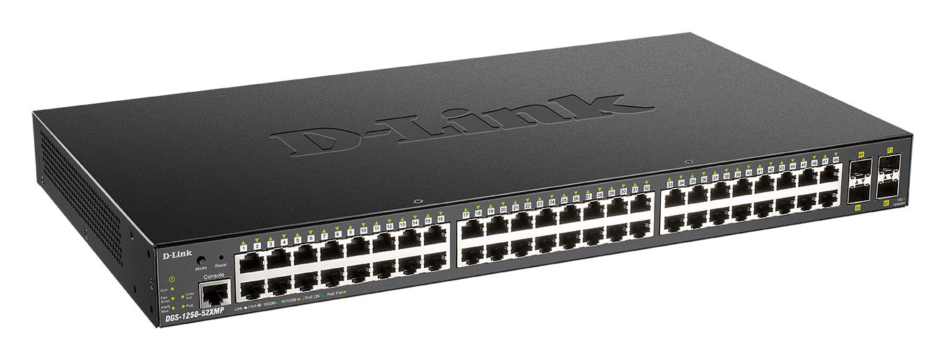 D-Link DGS-1250-52XMP/E 48-port Gigabit Smart Managed Switch with 4x 10G SFP+ ports, 370Watts_1