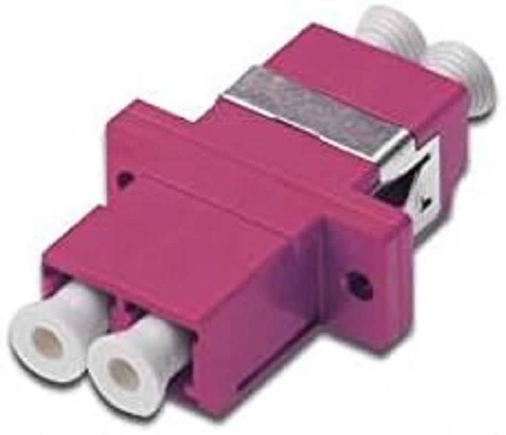 FO coupler, duplex, LC to LC, MM, violet, OM4 ceramic sleeve, polymer housing, incl. screws_1