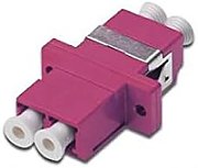 FO coupler, duplex, LC to LC, MM, violet, OM4 ceramic sleeve, polymer housing, incl. screws_1