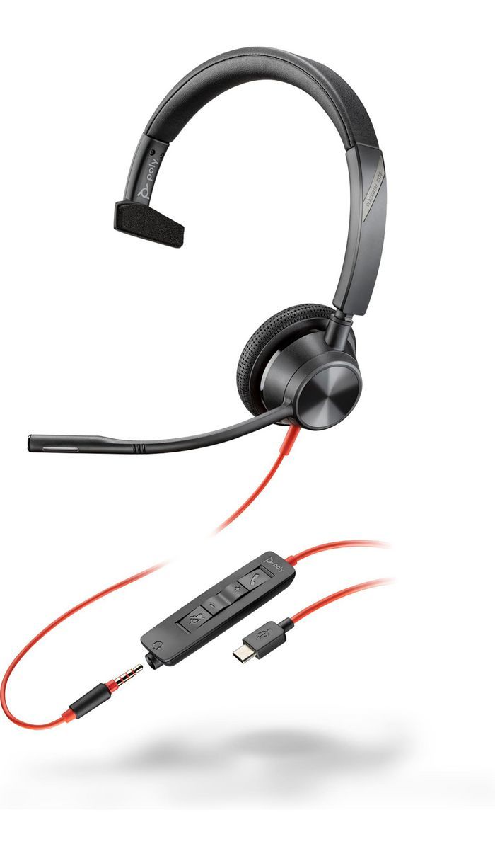Poly Blackwire 3315 Monaural USB-C Headset +3.5mm Plug +USB-C/A Adapter_1