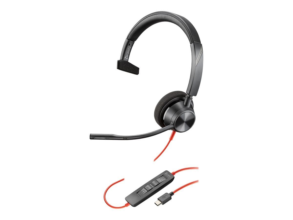 Poly Blackwire 3310 Monaural USB-C Headset +USB-C/A Adapter_1