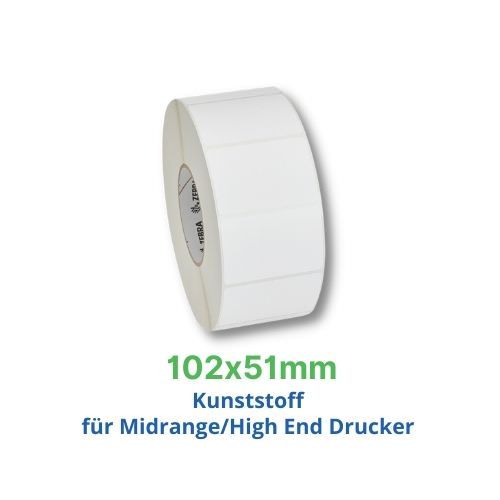 Label, Polyester, 102x51mm; Thermal Transfer, Z-Ultimate 3000T White, Permanent Adhesive, 76mm Core_1