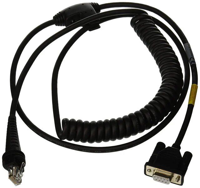Industrial Cable: RS232 (5V signals), black, DB9 Female, 3m (9.8Â´), coiled, 5V external power with option power on pin 9, with ferrite_1