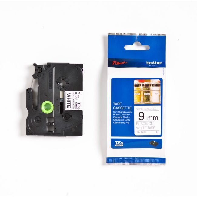 TZE-N221 NON-LAMINATED TAPE/9MM 8M BLACK ON WHITE_1