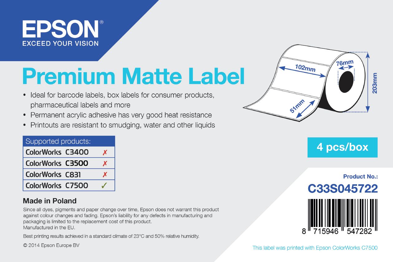 Premium Matte Label - Die-cut Roll: 102mm x 51mm, 2310 labels_1