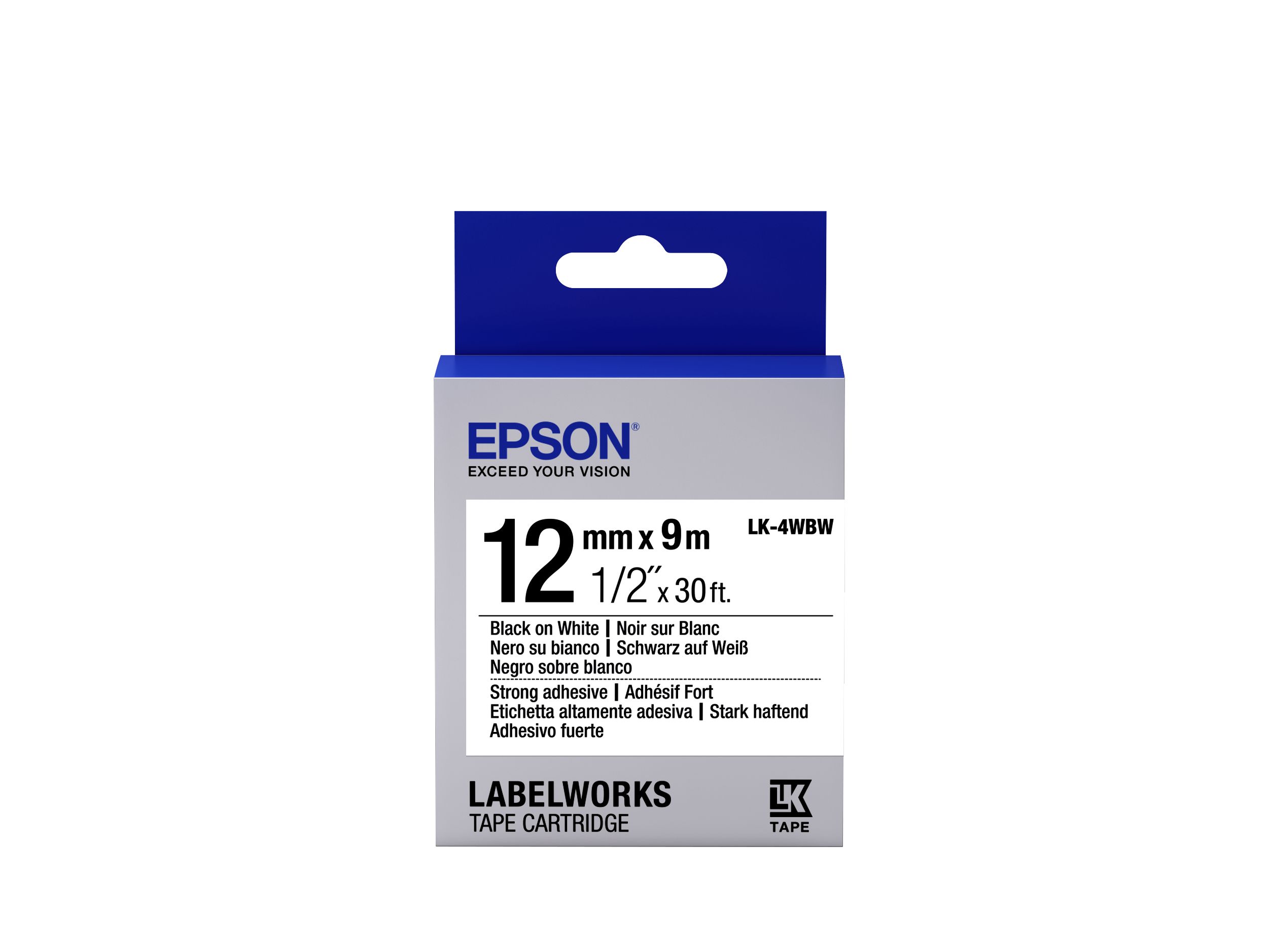 Epson Label Cartridge Strong Adhesive LK-4WBW Black/White 12mm (9m)_1