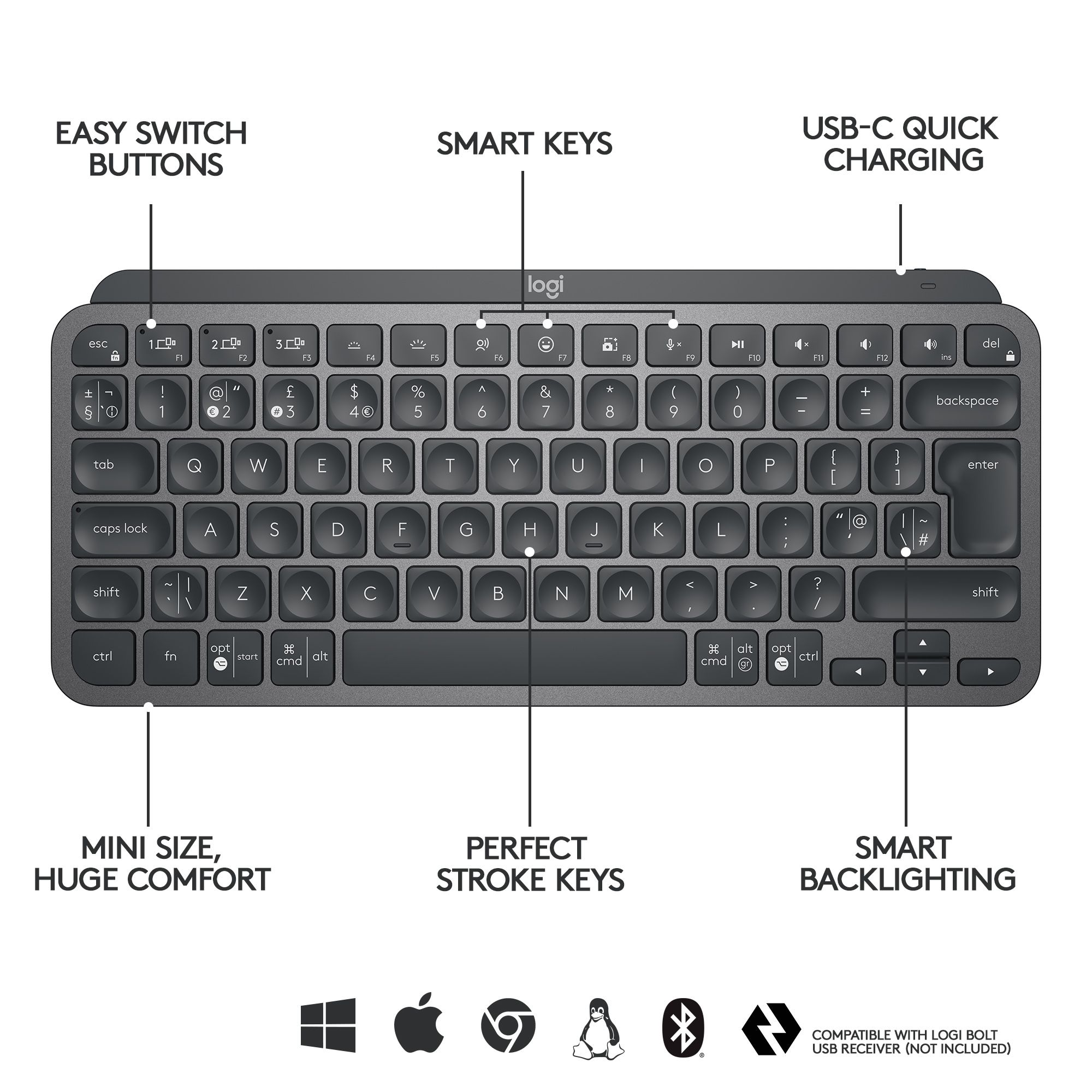 MXKEYS MINI WRLS ILLUMINATED KB/GRAPHITE - CH - CENTRAL_9