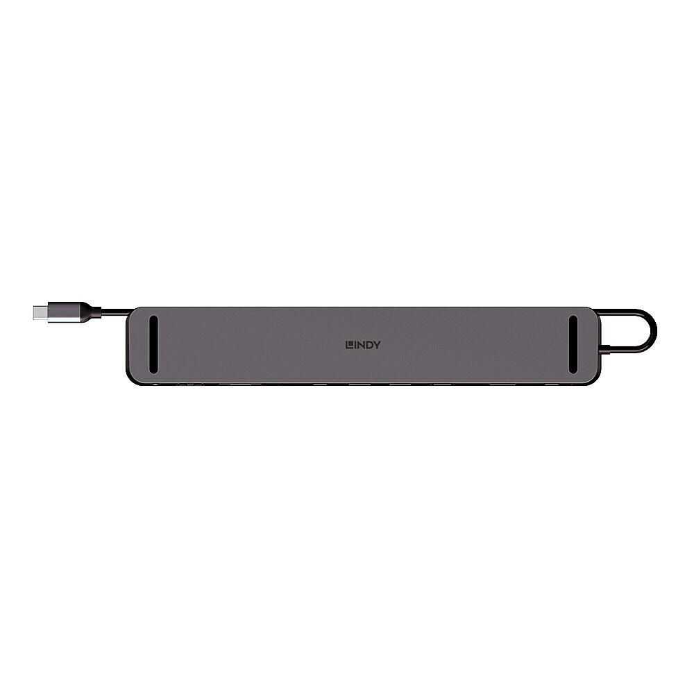 Statie docking Lindy DST-Mini XT 810, interfata USB Type C to 1x HDMI / 1x DP/ 2x USB Type A / 2x USB Type C / 1x RJ45 / 1x SD / 1x microSD / 1x 3.5mm Audio, latime de banda suportata 10 Gbps, 10/100/1000 Mbps, rezolutie maxima iesire 8K 7680x4320 30Hz, chipset: VMM6210, VL822, GL3510, GL3224_2