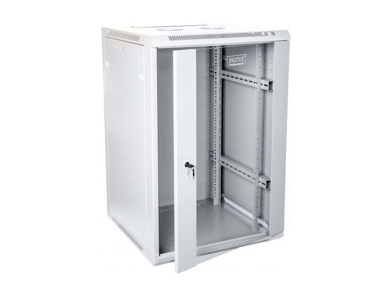 DIGITUS DN-W19 18U/600 DIGITUS Wallmount cabinet 18U, 600x600mm, grey RAL 7035_1