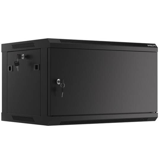 LANBERG Wall mount cabinet 19inch 6U 600x450 steel doors black flat pack_1