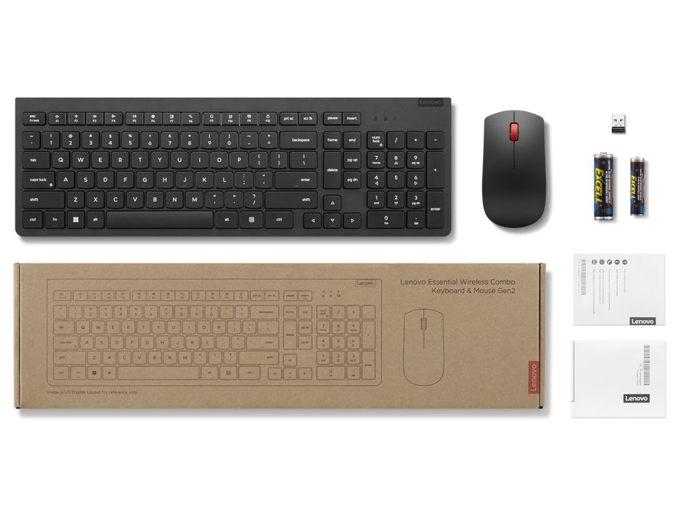 LENOVO Essential Wireless Combo Keyboard & Mouse Gen2 Black US Euro 103P