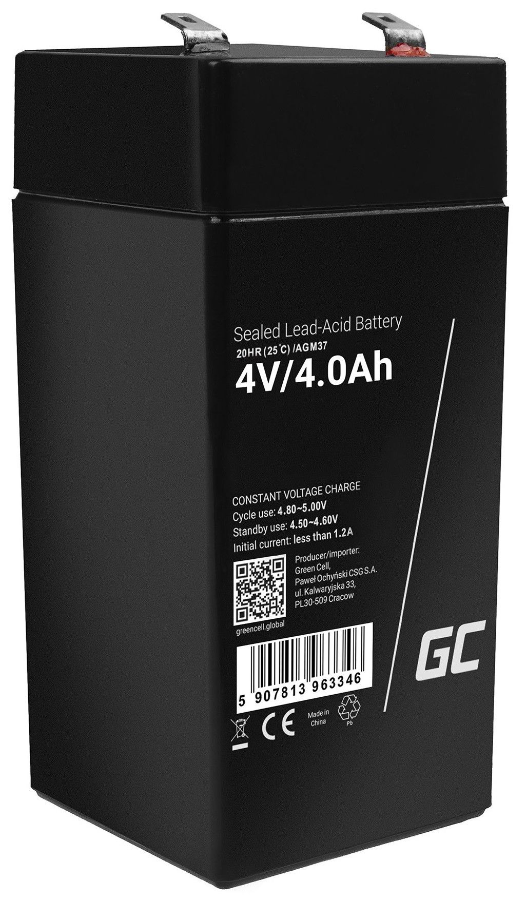 Green Cell AGM VRLA 4V 4Ah maintenance-free battery for the alarm system, cash register, toys_1