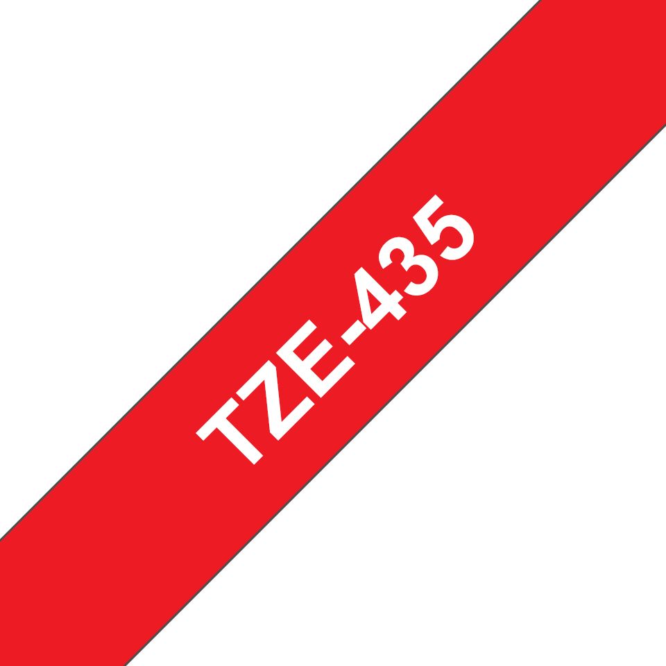 TZE-435 LAMINATED TAPE 12MM/8M WHITE ON RED_1