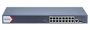 Switch 16 porturi POE Gigabit, Hikvision DS-3E1518P-EI(V2), Web management, 16 × gigabit PoE ports( PoE output power management), and 2 × gigabit fiber optical ports, IEEE 802.3at/af standard for PoE ports, AF/AT camera can reach up to 300 m in extend mode, PoE watchdog, RJ45 port, full duplex_1