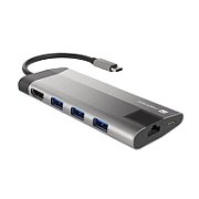USB-C Multiport adapter Natec, 3 x USB 3.0/ HDMI 4K/  USB-C PD/ RJ45/ SD/ MICRO, Fowler Plus_1