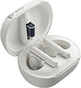 Poly Voyager Free 60+ UC White Sand Earbuds +BT700 USB-A Adapter +Touchscreen Charge Case_3