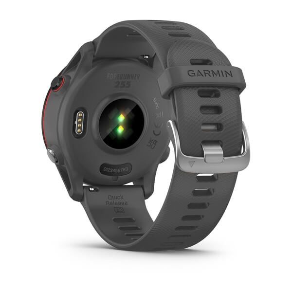 Ceas Garmin Forerunner 255, display 33mm, rezolutie displat 260x260 conectivitate Bluetooth™, ANT+, NFC, USB, functii accelerometru, giroscop, barometru, busola, termometru pentru temperatura exterioară, durata de viata baterie mod ceas inteligent: până la 14 zile, modul GNSS numai cu GPS: până la_3