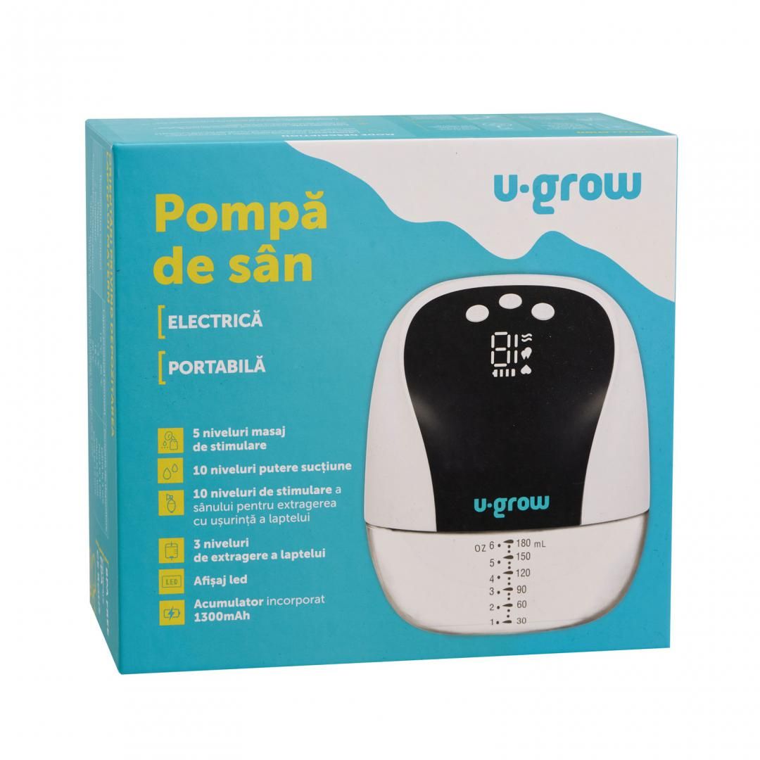 Pompa de san electrica si portabila,10 niveluri de extragere, 5 niveluri de masaj, display LED, functie de memorie, capacitate 180ml, U-Grow_8