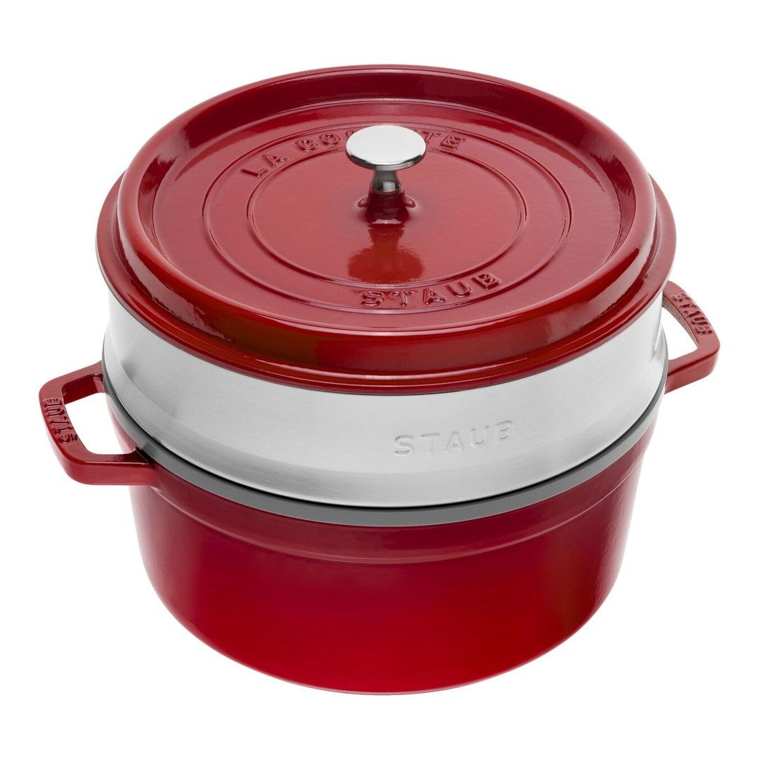 Round cast iron pot with Staub insert - Red  5.25 ltr_1