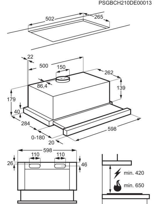 Electrolux LFP326FB Telescopic hood 410 m3/h_3
