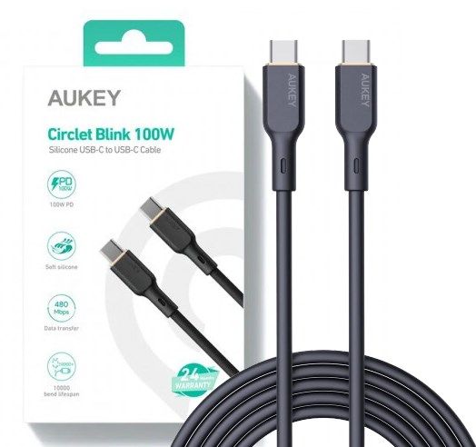 AUKEY CB-SCC101 USB-C Type-C Power Delivery PD 100W 5A 1m Silikon Black_1