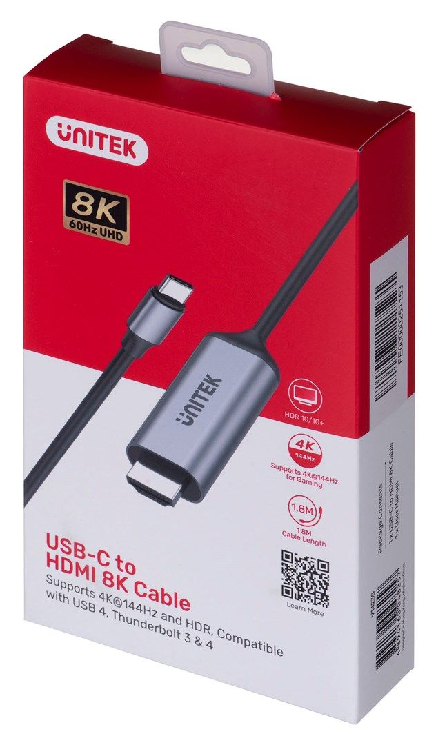 UNITEK CABLE HDMI 2.1  USB-C  8K  1 8M  V1423B_4