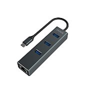 Savio AK-57 USB-C - 3 x USB-A HUB with RJ-45 Gigabit Ethernet adapter  5000 Mbit/s  grey_5