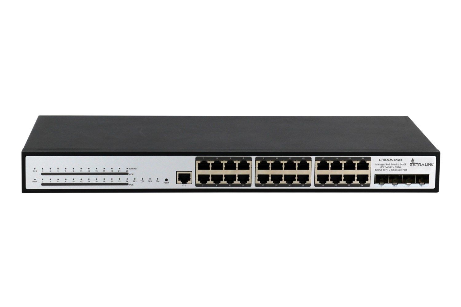 Extralink PoE Switch Chiron Pro 24x RJ45 1000Mb/s PoE  4x SFP+  L3  managed  370W_1