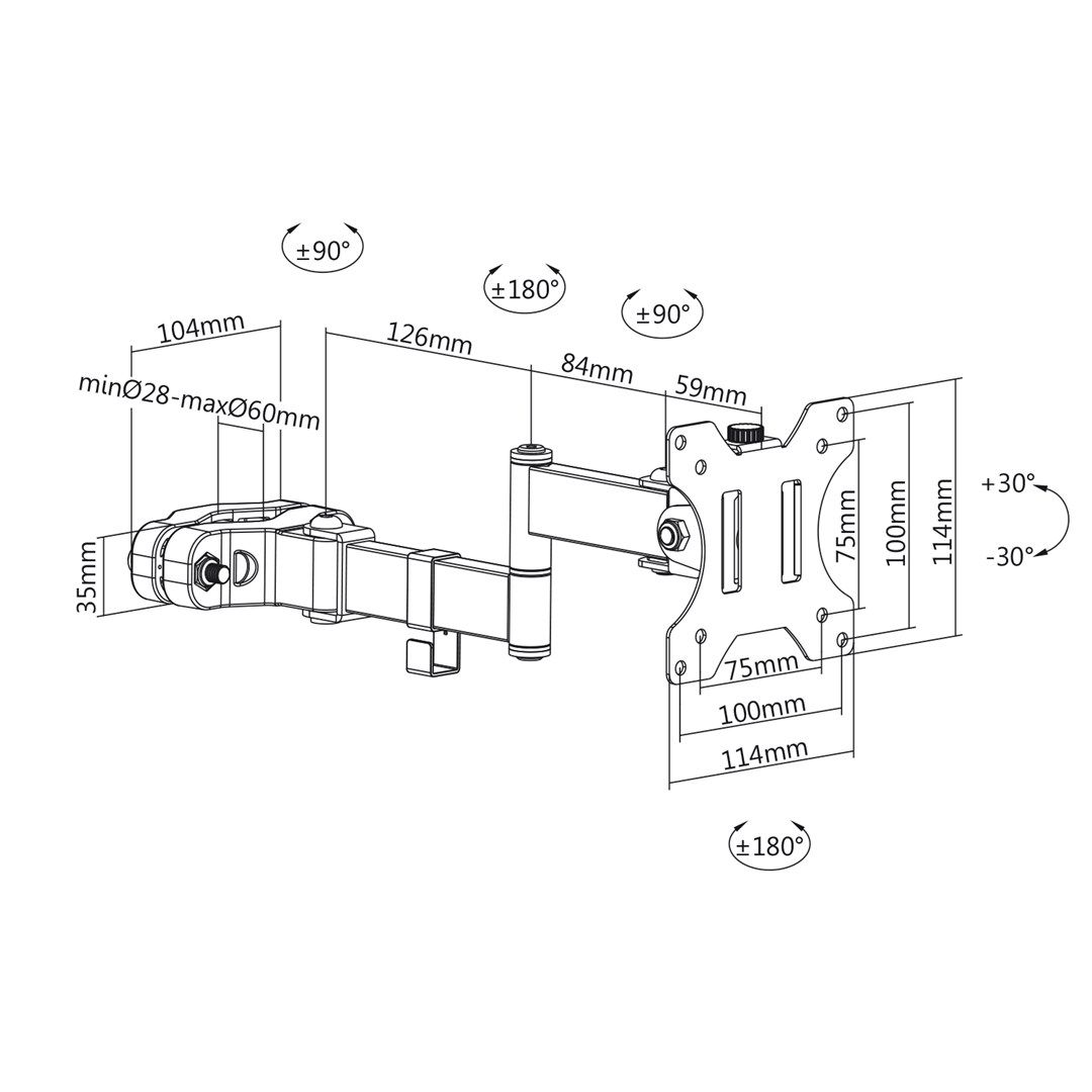Maclean LCD monitor desk mount  VESA 75x75 and 100x100  17-32  9kg  MC-751N_3