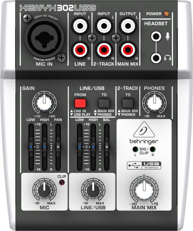 Behringer X302USB audio mixer 5 channels_1