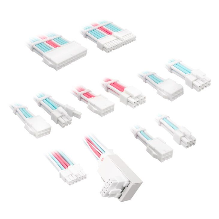 Kolink Core Pro Braided Cable Extension Kit 12V-2x6 Type 2 - Brilliant White/Neon Blue/Pure Pink_1