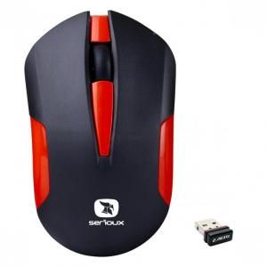 Mouse Serioux wireless, Drago 300, 1000dpi, rosu, baterie AA inclusa, receptor nano, blister, USB_1