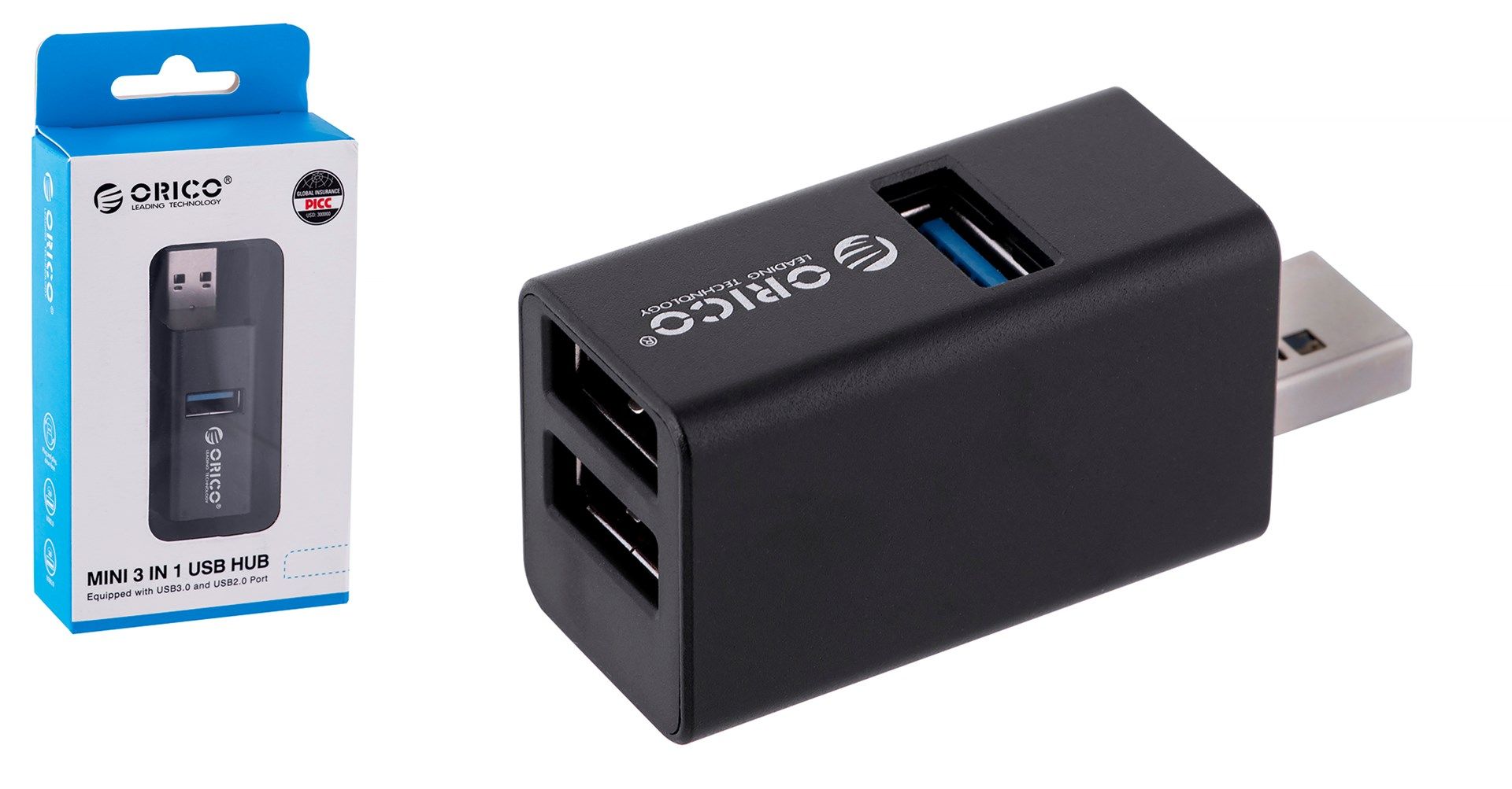 ORICO MINI HUB USB-A  3x USB-A (2x2.0  1x3.1)  MINI-U32L-BK-BP_1