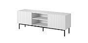 PAFOS RTV cabinet on black steel frame 150x40x60 cm white matt_1